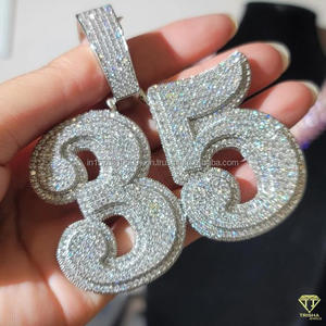 Collar con Colgante de Diamante Moissanite Iced Out '45', Joyería de Lujo, Colección Hip Hop - Product Image 6