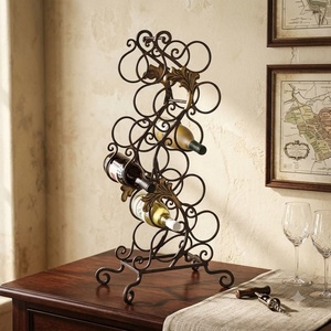 Porte-bouteilles moderne en fer forgé, support de rangement décoratif pour bar à domicile, étagère réglable en métal sur mesure pour table - Product Image 3