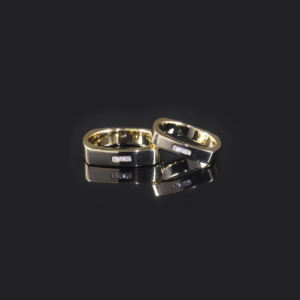 AMBER JEWELS T-1705 Modern Geometric Wedding Bands 14K Solid <b>Gold</b> Lab Grown Diamond Channel <b>Set</b> IGI Certified Unisex <b>Rings</b> - Product Image 3