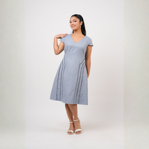 Vestido corto informal de manga corta de sarga para mujer, hecho en Sri Lanka - Product Image 5