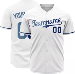 Camiseta de béisbol blanca personalizada para hombre con nombre y número, estampado sublimado, manga corta, corte regular, ropa para todas las estaciones - Product Image 1