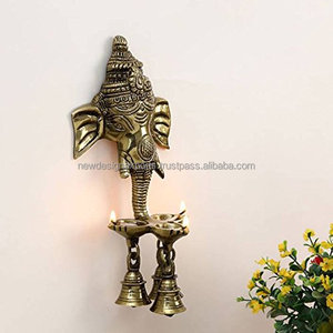 Ganesh Deepak with Bell <b>Brass</b> Wall Hanging - Product Image 3