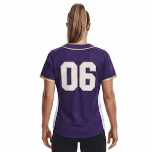 Maillot de baseball femme entièrement boutonné, T-shirt de baseball pour femme, Vêtements de sport personnalisés en gros, Maillot de baseball femme léger - Product Image 2