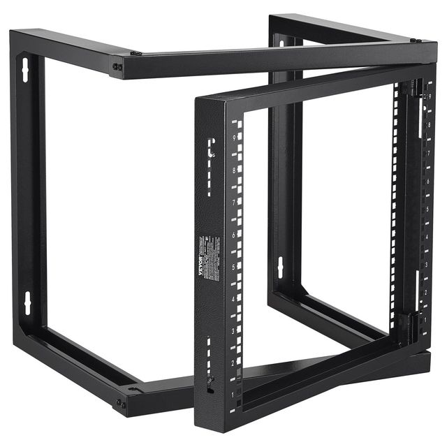 9U Black Open Frame Server Rack Wall Mount Metal Network Cabinet 150 Lbs Capacity