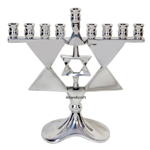 Menorah Judía, Estrella de David, Candelabros Mesiánicos Plateados Hechos a Mano, Decoración Navideña para el Hogar, Actividades Religiosas, Iglesia - Product Image 6