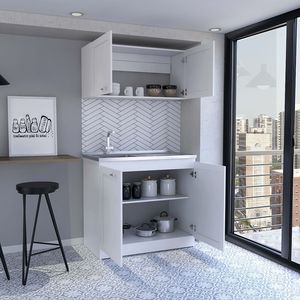 Set di Mobili da Cucina Bianchi a Due Ripiani Zurich - Product Image 4