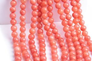 ลูกปัดพลอยควอตซ์สีชมพูสตรอเบอร์รี่ ลูกปัดกลมสีชมพูคอรัล สำหรับทำเครื่องประดับ สร้อยข้อมือ สร้อยคอ งานฝีมือ DIY - Product Image 4