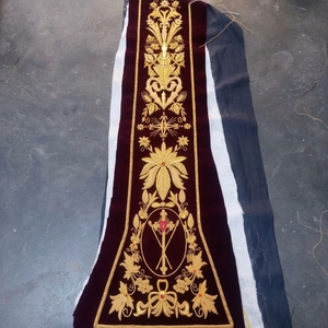 Handmade Gold Bullion Embroidery Church <b>Banner</b> Velvet Liturgical Vestment Column Altar Hanging Pulpit Antependium Stole - Product Image 1