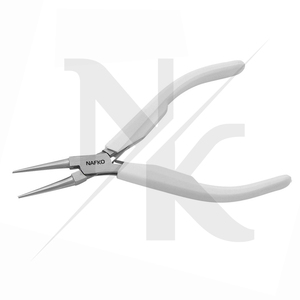 Jewelry Making 140mm <b>Long</b> Round <b>Nose</b> Precision Needle <b>Nose</b> Pliers Stainless Steel Smooth Jaws Spring White Plastic Grip Pliers - Product Image 3