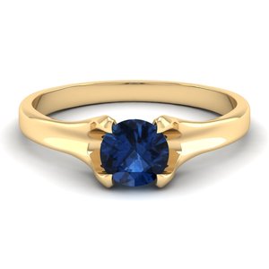 Anillo de Oro Sólido de 14K con Zafiro Azul de Corte Brillante Redondo de 0.84Ct, Diseño de Última Moda REYES, Joyería Fina para Mujer - Product Image 6