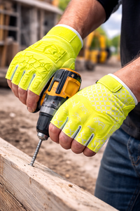 Gants de travail sans doigts haute visibilité avec paume antidérapante pour chantier, fabrication OEM, marque privée, approvisionnement en gros - Product Image 3