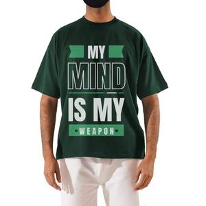 เสื้อยืดคอกลมแขนสั้นลำลองสำหรับผู้ชาย ระบายอากาศได้ดี ผ้าฝ้าย 100% พิมพ์ลายตัวอักษรสีเขียว - Product Image 4