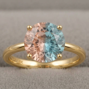 Anillo de diseñador con gemas redondas, plata de ley 925, chapado en oro de 18 quilates, para fiestas, talla 6 de EE. UU. - Product Image 1