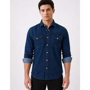 Camisas de Mezclilla de Manga Larga Transpirables de Algodón 100% de la Mejor Calidad para Hombre, Logotipo y Color Personalizados, Ropa Casual de Verano - Product Image 5