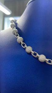 Lab Grown Diamond Beaded Link <b>Chain</b> Necklace <b>Iced</b> <b>Out</b> Luxury Hip Hop Statement Necklace Unisex Jewelry Gift Accessory - Product Image 5