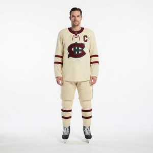 Jersey de Hockey sobre Hielo Clásico de Invierno Personalizado, con Rayas Vintage, 100% Poliéster, Tejido de Alto Rendimiento, Corte Holgado, Ajuste Auténtico, OEM, para Hombre - Product Image 1