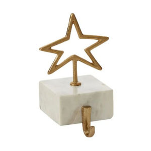 Marble Base Gold Star Christmas Stocking <b>Holder</b> For Fireplace Mantel Heavy Duty Metal Hook Home Decor Decoration - Product Image 1