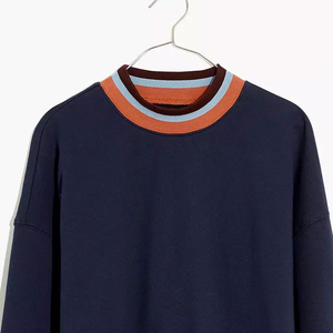Sudadera Unisex Azul Marino con Cuello Redondo, Corte Holgado, Manga Regular, Tejido de Punto Sólido, Algodón, Estilo Casual para Otoño - Product Image 4