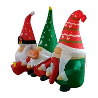 Gnome gonflable de Noël Décorations de Noël en plein air Gnome de jardin gonflable Lumière LED intégrée
