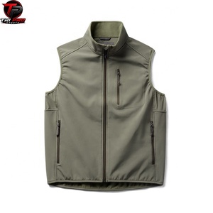Gilet utilitaire softshell pour homme, col montant, fermeture éclair intégrale, poche poitrine zippée, imprimé forêt, pour la chasse, la pêche et les voyages - Product Image 3