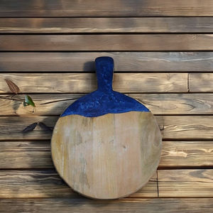 Tabla de servir de madera de mango de lavado blanco de resina azul duradera embalaje personalizado tabla de cortar de madera de resina Natural y tabla de queso - Product Image 1