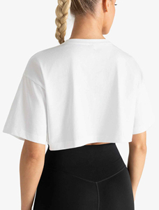 Logotipo Personalizado OEM, Top Corto Informal de Algodón para Mujer, Top Corto de Verano de Manga Corta para Mujer, Top Corto Holgado de Alta Calidad - Product Image 2