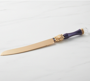 Ensemble de service à gâteau bleu royal avec poignée ornée de bijoux, finition dorée en acier inoxydable, pour mariages et occasions spéciales - Product Image 4