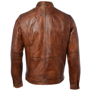 Veste bomber en cuir véritable pour homme, style motard, décontractée, avec poches garnies, veste tendance - Product Image 1