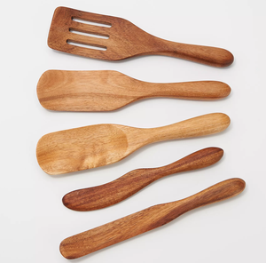 Batidor de huevos reutilizable de madera natural, batidora de cocina y espátula para freír verduras, juego de madera multicolor al mejor precio - Product Image 4