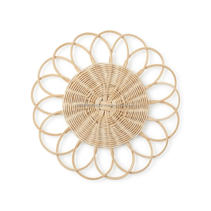 Plato de mimbre redondo de 18 pulgadas con diseño de margaritas bohemias, hecho a mano, para decoración de mesas de boda y comedor - Product Image 1