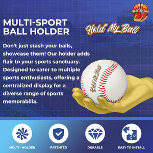 Support mural en résine pour petite balle, à tenir à gauche/droite, avec présentoir sculpté - Plusieurs couleurs - Product Image 2