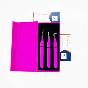 Somofy Enterprises Eyelash Tweezers Set Stainless Steel Precision Durable Anti-Static 10mm Length <b>Tools</b> <b>Pink</b> <b>Box</b> Packaging - Product Image 5
