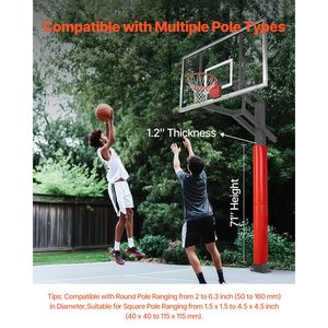 Acolchado envolvente de alta resistencia para poste de baloncesto de 71 pulgadas de alto y 1.2 pulgadas de grosor, para canchas de 2, 6.3, 4.5x4.5 pulgadas - Product Image 2