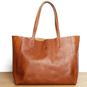 Latest Arrival Pure Leather Handbags Casual Style Open Top With Removable Strap Genuine Leather Women's Shopping Bag For Sale - Product Image 2