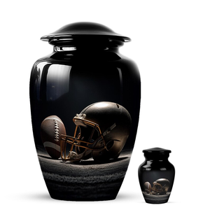 Black Metal Cremation Urn Adult <b>Ashes</b> Memorial Vase Round Tabletop Floor Decor Custom Printing - Product Image 2