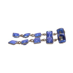 Bijoux de mariage en argent sterling 925 plaqué or, pierre précieuse topaze bleue, boucles d'oreilles pendantes pour femmes - Product Image 3