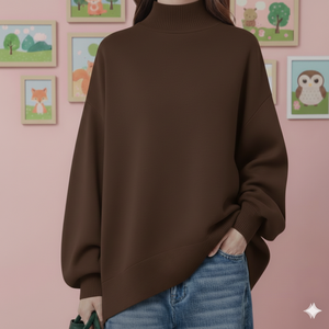 Sweat-shirt décontracté pour femme, automne-hiver, manches longues, coupe ample, col montant, en polaire, écologique, surdimensionné, confortable et douillet - Product Image 2