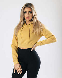 Sudadera con Capucha para Mujer, Amarilla, Bordada/Estampada, 100% Algodón, Corte Regular, Forro Polar Suave, Manga Larga, Estilo Casual - Product Image 1