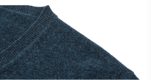 Pull en laine/acrylique gris pour homme, col en V, manches régulières, tricoté, uni, pour l'hiver, anti-boulochage et respirant - Product Image 5
