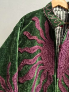 Forest Green <b>Velvet</b> Suzani <b>Jacket</b> <b>for</b> <b>Women</b> Handmade Purple Sunburst Embroidery Boho Ethnic Coat Wholesale Designer Outerwear B2 - Product Image 3