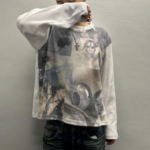 เสื้อยืดแขนยาวคอกลมทรงพื้นฐานสำหรับผู้ชาย ผ้าวาฟเฟิล ลายกราฟิกวินเทจ ซักแบบพิเศษ พิมพ์ลายตามสั่งแบบ OEM ยี่ห้อ Flexure - Product Image 2