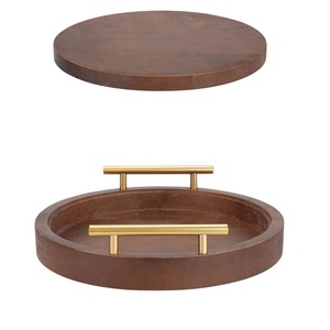 Premium Modern Floral Design Wooden <b>Tray</b> Rope for Dining Table Centerpiece Candle Display <b>Perfume</b> Organization Home Accessories - Product Image 1