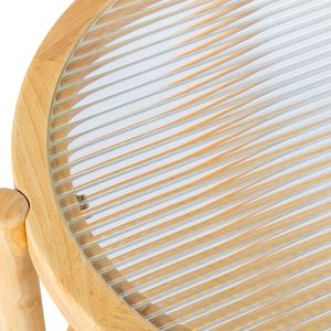 Tavolino da Caffè in Rattan Fatto a Mano Stile Boho 50 cm con Piano in Vetro, Tavolino Piccolo per Soggiorno e Balcone - Product Image 5