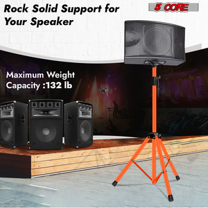 5 Core Metal Heavy Duty Adjustable 72" <b>Speaker</b> Stand Tripod Pair with Universal Mount for PA <b>DJ</b> Studio Use - Product Image 6