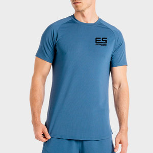 เสื้อยืดฟิตเนสผู้ชายสไตล์สตรีทแวร์ ระบายอากาศได้ดี แห้งเร็ว ดีไซน์เรียบง่าย พร้อมโลโก้แบบกำหนดเอง - Product Image 1