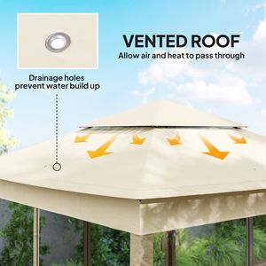 Gazebo da Giardino in Acciaio Impermeabile Beige 3,35m x 3,35m con Zanzariera a Cerniera e Borsa per il Trasporto - Product Image 5