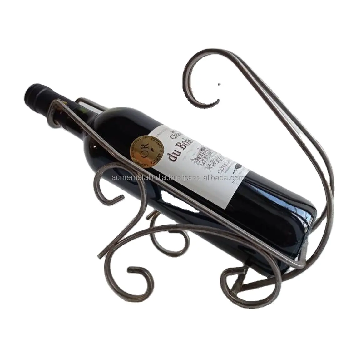 French Vintage Metal Wine Serving Cradle/Wine Bottle Holder Customized With Metal Wire Countertop 1 Bottle Storage Display Rack