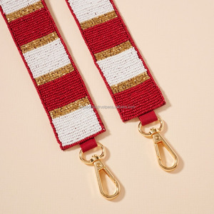 Handmade Beaded Hook <b>Strap</b> Orange White Gold Block Design <b>Adjustable</b> Waterproof Durable Shoulder Crossbody <b>Strap</b> DIY Tote Purse - Product Image 5