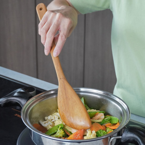 OEM Durable Natural Teak Wood Food Grade No Varnish Cooking Spatula - Product Image 3