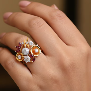 Bague Statement Bouquet Exquis, Collection Jardin, Orné de Pierres, Style Romantique - Product Image 3